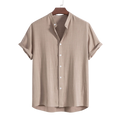 Linen And Rayon Blend Stand Collar Shirt