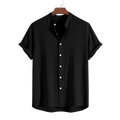 Linen And Rayon Blend Stand Collar Shirt